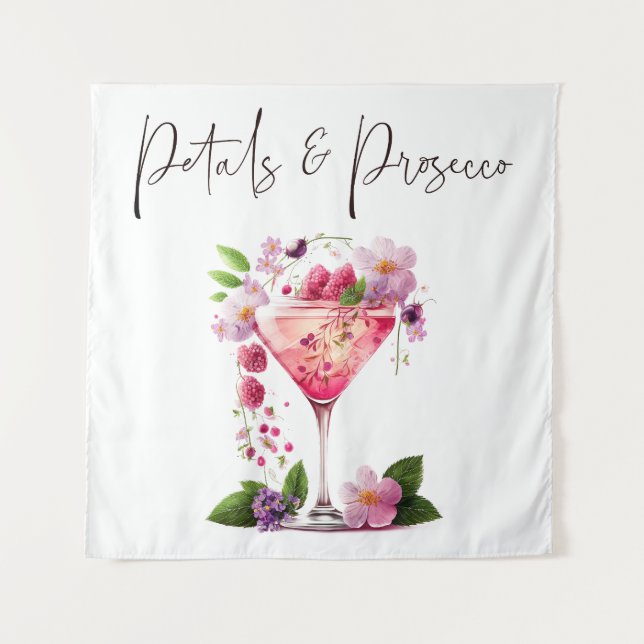 Petals Prosecco Pink Brautparty Willkommen Wandteppich (Vorderseite)
