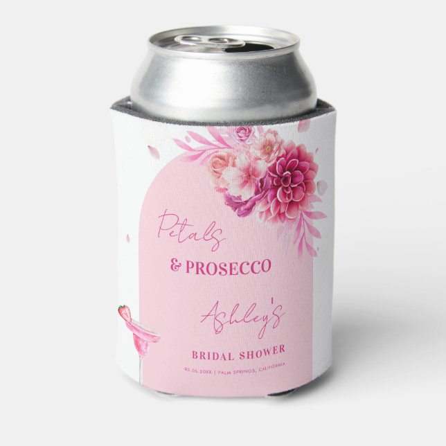 Petals Prosecco Pink Floral Brautparty Gefallen Dosenkühler (Kanne Rückseite)