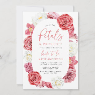 Petals & Prosecco Pink Rose Brautparty Einladung