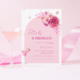 Petals & Prosecco Pink Script Brautparty Einladung