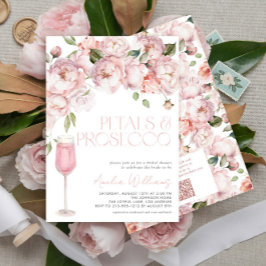 Petals & Prosecco QR Code Rosa Brautparty Einladung