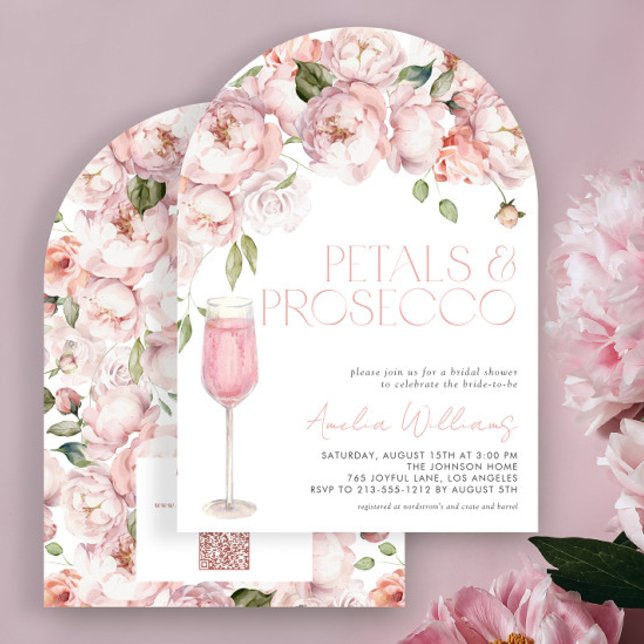 Petals & Prosecco QR Code Rosa Brautparty Einladung (Von Creator hochgeladen)