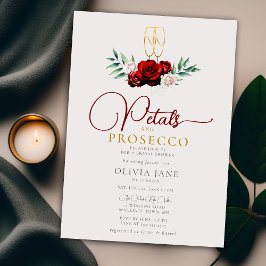 Petals Prosecco Red Roses Ecru Brautparty Einladung