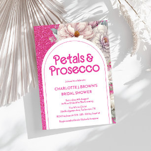 Petals & Prosecco Rosa Brautparty Einladung