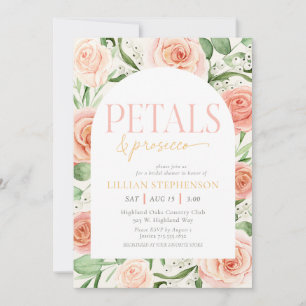 Petals & Prosecco Rosa Florale Bogengestaltung Bra Einladung