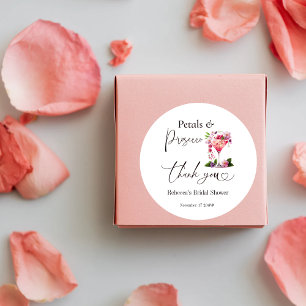 Petals & Prosecco Rosafarbenes Florales Brautparty Runder Aufkleber