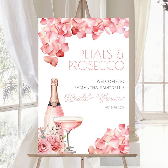 Petals & Prosecco Rose Blumenkohl Brautparty 24x36 Poster (Petals & Prosecco Rose Floral Bridal Shower 24x36 Poster)