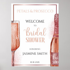 Petals & Prosecco Rose Gold Brautparty Willkommen Poster