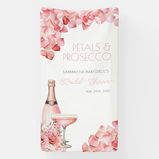 Petals & Prosecco Rose Rosa Bubbly Banner (Vertikal)