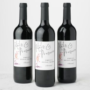Petals Prosecco Script Cheers Brautparty Weinetikett