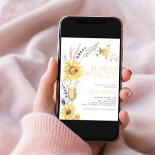 Petals & Prosecco Sonnenblumen Lavendel Brautparty Einladung