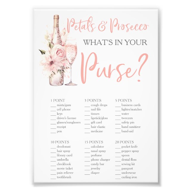 Petals & Prosecco Was ist in Ihrer Tasche? Fotodruck (Vorne)