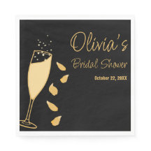 Petals und Prosecco Black Brautparty Napkins