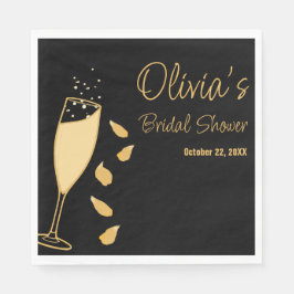 Petals und Prosecco Black Brautparty Napkins Serviette