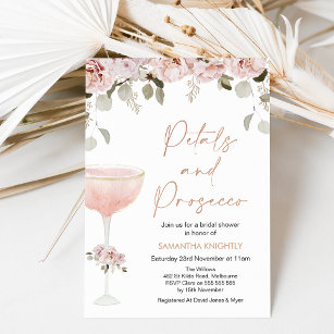 Petals und Prosecco Blush Brautparty Inv Einladung