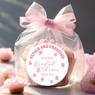 Petals und Prosecco Blush Brautparty Runder Aufkleber