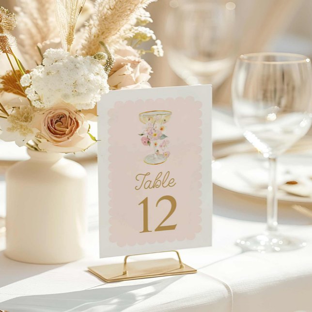 Petals und Prosecco-Brautparty Tischnummer (Petals and Prosecco Bridal Shower Table Number)