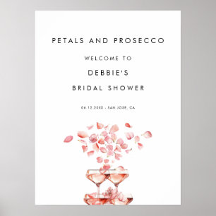 Petals und Prosecco Brautparty Willkommen Poster