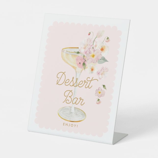 Petals und Prosecco Dessert Bar Pedestal Zeichen Sockelschild (Vorderseite)