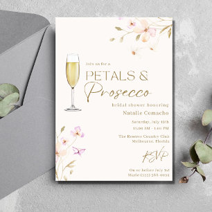 Petals und Prosecco Elegantes Brautparty Party Einladung