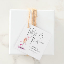 Petals und Prosecco Elegantes Script-Brautparty Geschenkanhänger