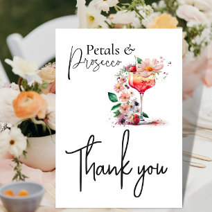 Petals und Prosecco Florale Brautparty-Brunch Dankeskarte
