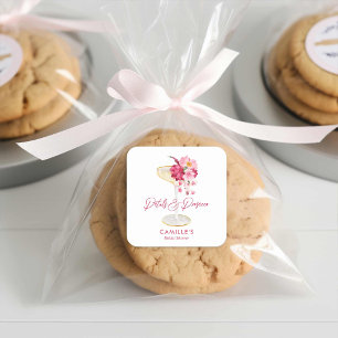 Petals und Prosecco Florale Hochzeitsdusche Gesche Quadratischer Aufkleber