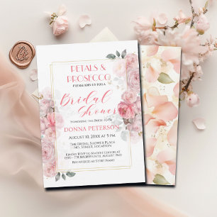 Petals und Prosecco Gold Glitzer Brautparty Einladung