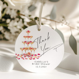 Petals und Prosecco Hot Pink Bridal Vielen Dank Geschenkanhänger