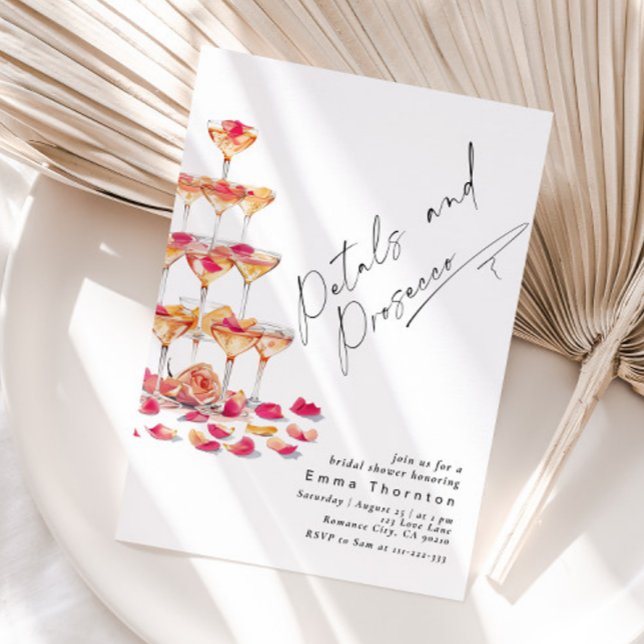 Petals und Prosecco minimal Modernes Brautparty Einladung (Von Creator hochgeladen)
