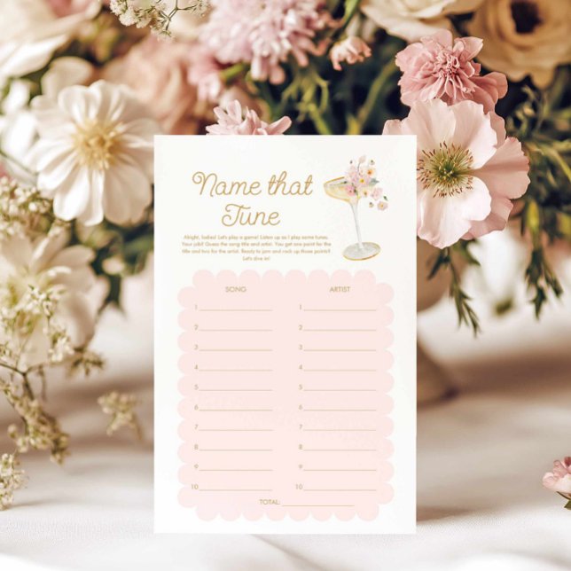 Petals und Prosecco Name, dass Spiel tune (Blush Pink Name that Tune Petals and Prosecco Bridal Shower Game)