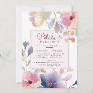 Petals und Prosecco Paare Blumenkohl Brautparty Einladung