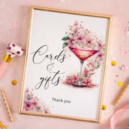 Petals und Prosecco Pink Blumenkarten und Geschenk Poster