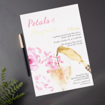 Petals und Prosecco Pink Bridal Dusche Einladung