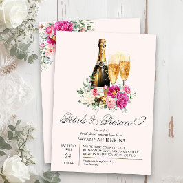 Petals und Prosecco Pink Peony Brautparty Einladung