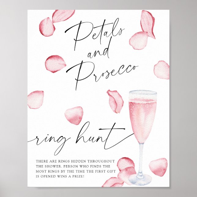 Petals und Prosecco - Ringjagd Brautparty Poster (Vorne)