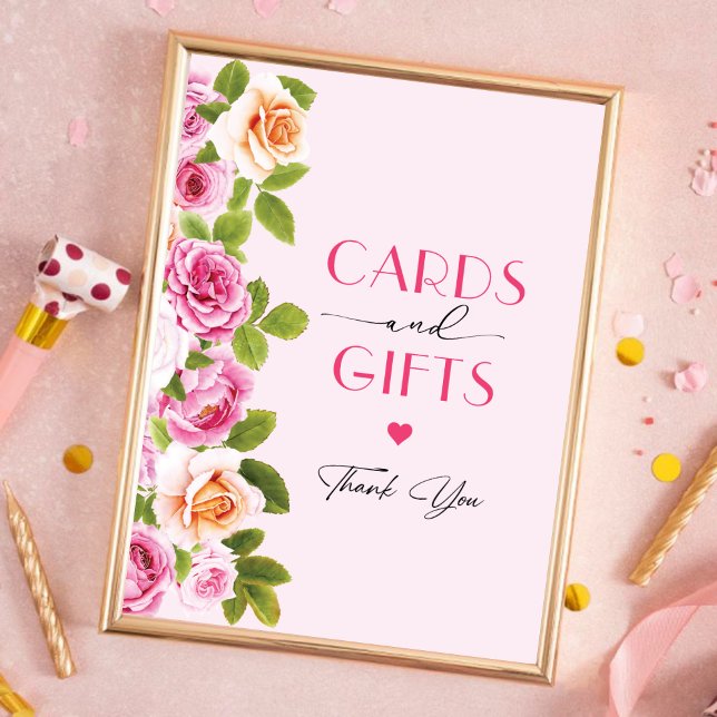 Petals und Prosecco rosa Blumenkarten und Geschenk Poster (Petals and Prosecco pink floral Cards and gifts Poster)