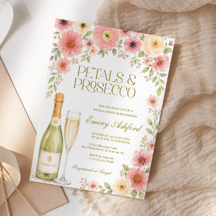 Petals und Prosecco Rosa Florale Brautparty Einladung
