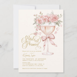 Petals und Prosecco Rosa Garten Brautparty-Einladu Einladung