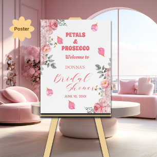 Petals und Prosecco Rose Brautparty Willkommen Poster
