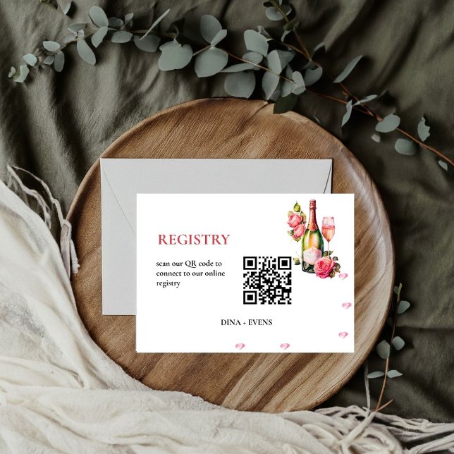 Petals und Prosecco Wedding Registry QR CODE Begleitkarte (Von Creator hochgeladen)