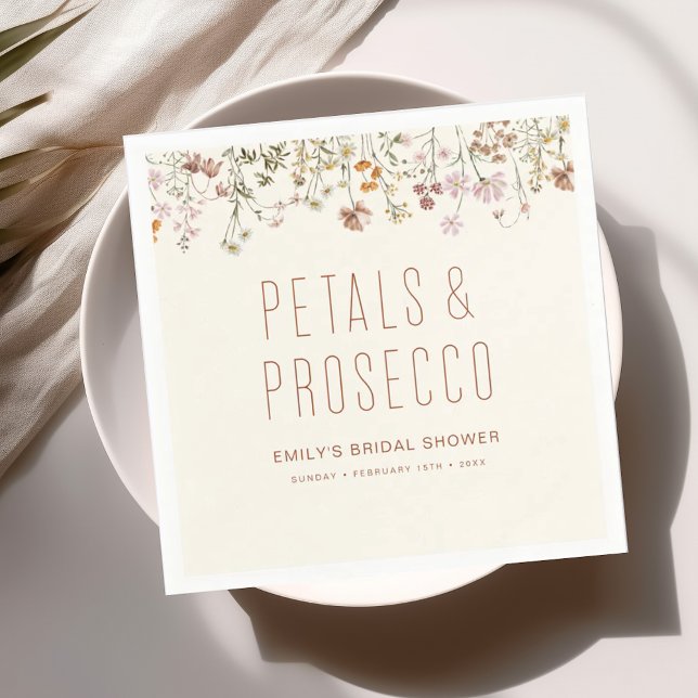 Petals und Prosecco-Wildblume Brautparty Serviette (Von Creator hochgeladen)
