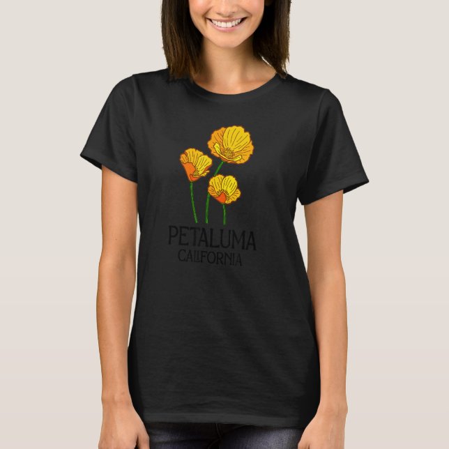 Petaluma California CA Poppy Blume Staat Stadt Vin T-Shirt (Vorderseite)