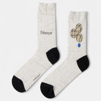Pétanque, drei Kugeln auf einem beigen Leinendesig Socken