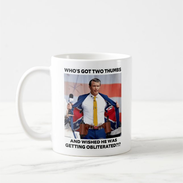 PETE HEGSETH "VERNICHTET" KAFFEETASSE (Links)