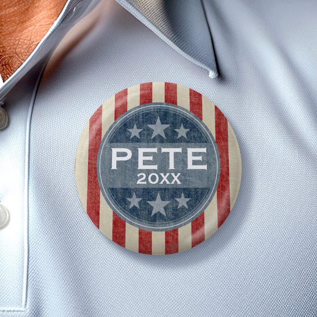 Pete - Vintage US Flagge Button (Pete Button - Great Campaign and Rally button for the Next Election)