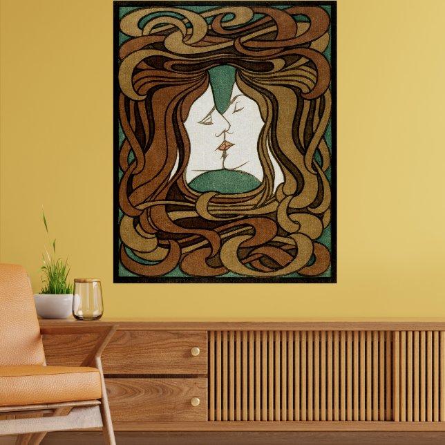 Peter Behrens Kiss Liebe Abstrakt Jugendstil Poster (Wohnzimmer 2)