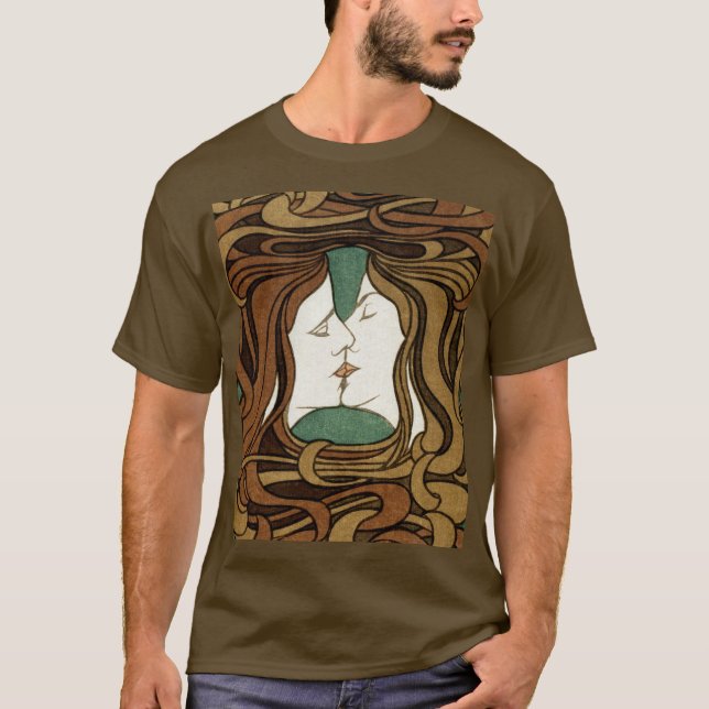 Peter Behrens Kiss Liebe Abstrakt Jugendstil T-Shirt (Vorderseite)