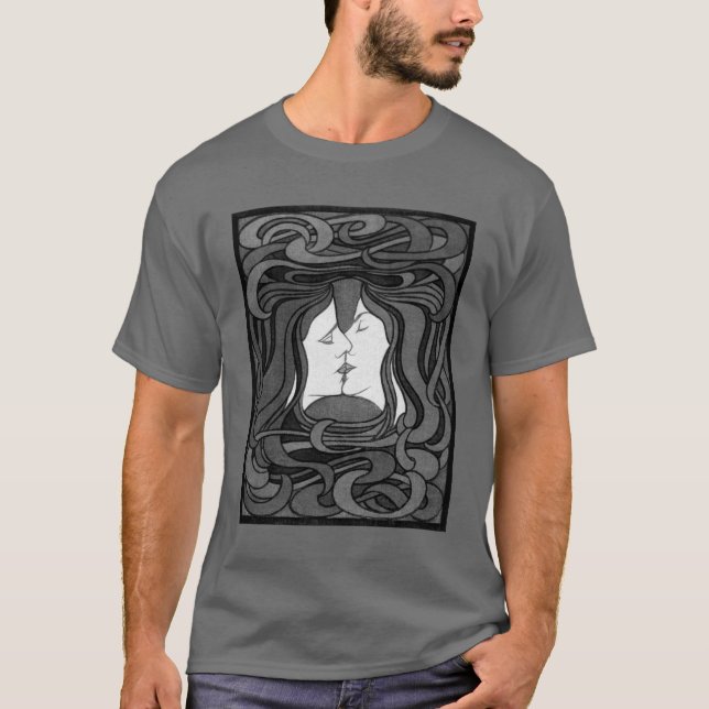 Peter Behrens Kiss Liebe Abstrakt Jugendstil T-Shirt (Vorderseite)