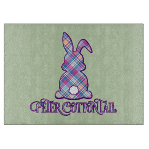 Peter Cottontail Lila Karierter Osterhof Schneidebrett